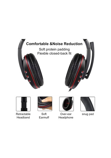 Jeemson Kubıte T-997 Oyun Kulaklığı, Mikrofonlu, Ses Kontrolü, Siyah-kırmızı Rengi, 40mm Hoparlör, 1.8m Kablolu