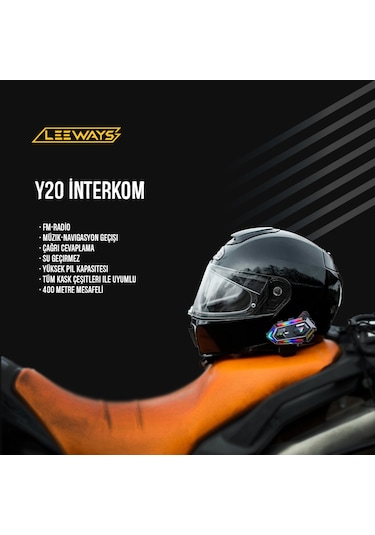 Leeways Y20 Bt5.3 Motosiklet Kask Kulaklık Intercom Işıklı Motorsiklet Interkom
