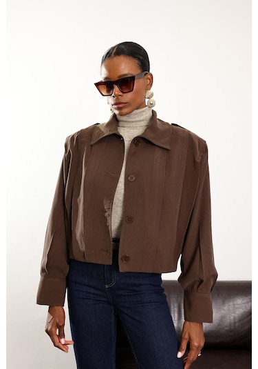 Kahverengi Piliseli Bomber Ceket Kahverengi