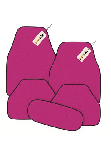 Araç Halı Paspas Takımı 5 Li Universal Uyumlu Kaymaz Pembe Renk Oto Halı Paspas