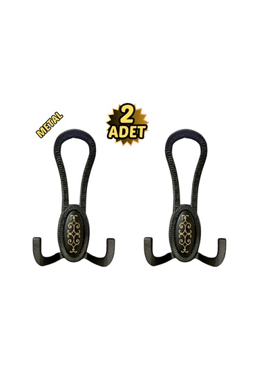 Siyah Desenli Vestiyer Portmanto 2 Adet Askılık Metal Siyah