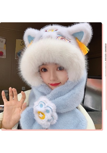 Şık Kışlık Polar Şapka, Kulaklıklı Kalın Ve Sıcak Polar Şapka, Stil 6 Beyaz