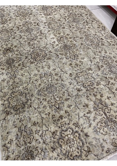 El Dokuma Eskitme 120X205 Krem Naturel %100 Yün Vintage Halı ! Krem