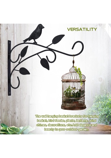 2'li Paket Duvara Monte Bitki Kancaları, Asılı Sepet Braketleri, İç Mekan Fenerleri, Dış Mekan Kuş Yemlikleri Ve Rüzgar Çanı Dekorasyonu İçin 12 İnç Demir Asılı Saksı Diğer