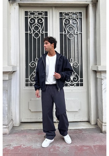 Flaw Bel Lastikli Baggy Gabardin Pantolon Füme Füme