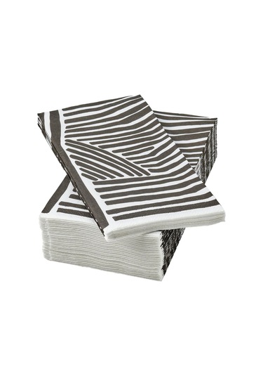 Nabbfisk Desenli Peçete, Beyaz-siyah, 38x38 Cm, 30 Adet