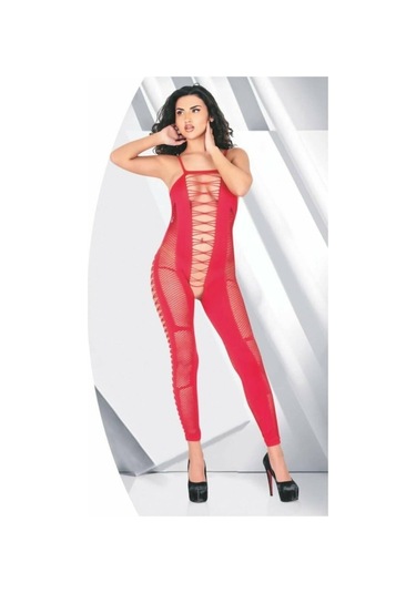 For Dreams 6005 Fantasy Body Stocking Fantezi Vücut Çorabı-Kırmızı-Std