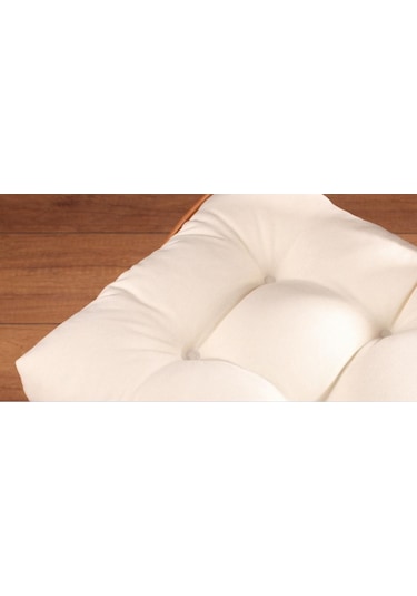 Altınpamuk Altınpamuk Lüx Pofidik Krem Sandalye Minderi Özel Dikişli Bağcıkl