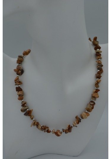 Stoneage Jasper Taşli  Kolye Siyah