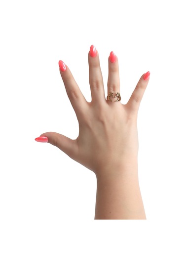 Labalaba Kadın Lak Kaplama Çift El Kalp - Aşk Yüzük - Altın Altın