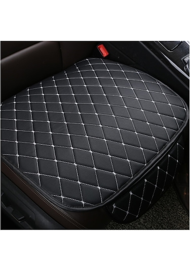 Tüm Araçlar Uyumlu Kumaş Ön Ve Arka Takım Araba Koltuk Minderi 3 Parça Krem - Siyah