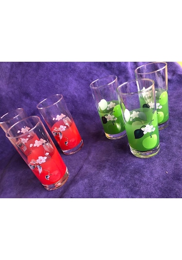 3lü Nostaljik Cam Su Bardağı - İçki Şerbet Bardak Seti