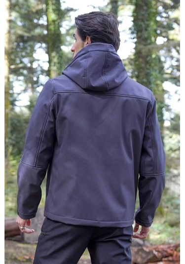 Softshell Erkek Mont Su Geçirmez Kapüşonlu Outdoor 350 Flam2 Fiyort Rüzgar Günlük Siyah