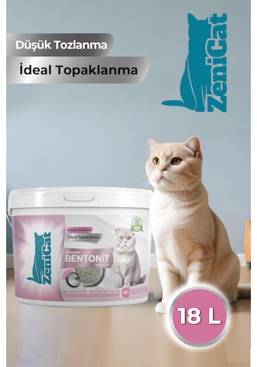 Zenicat Bebek Pudrası Kokulu Renkli İnce Bentonit Kedi Kumu 18 L