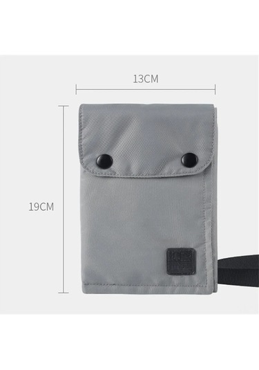 Hangfox Yolculuk Rfıd Engelleyici Boyun Çantası - Nilon Para/pasaport Kartlık, Su Geçirmez, Unisex, Gri 13x19cm Gri