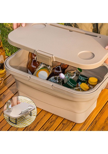 Homyl Katlanabilir Piknik Sepeti Taşınabilir Araba Yıkama Haki