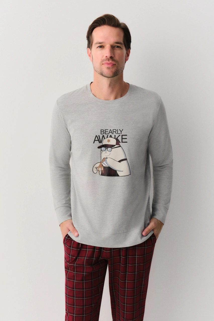 Suwen Cedric Erkek Pijama Takımı Sh26303660a692 Bordo Ekoseli