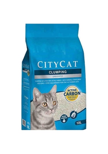 City Cat Aktif Karbonlu İnce Topaklaşan Bentonit Kedi Kumu 10 L