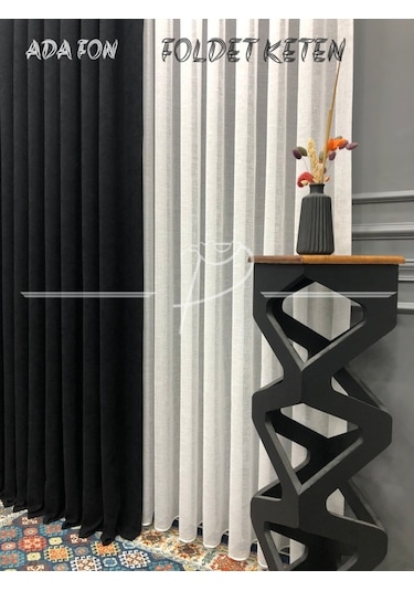 Tül Perde1. Sınıf Foldet Zemin Keten Etek Kurşun Çok Renkli