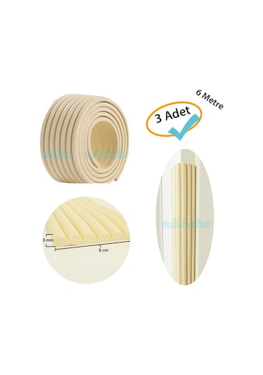 Evokids Çok Amaçlı Kauçuk Kenar Koruyucu Krem 3 Adet Çok Renkli