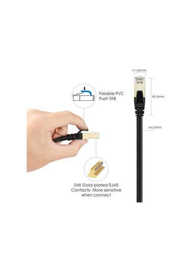 Network Kablo - Cat. 8 - Siyah - 5 Metre