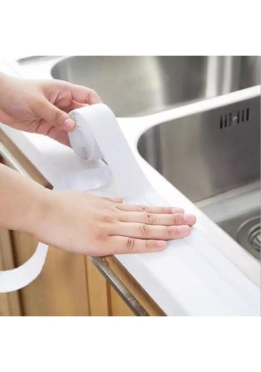 Lavabo Ve Banyo İçin Yuva Bandı, Banyo Ve Mutfak İçin Pvc Duvar Üzerinde Beyaz Kendinden Yapışkanlı Su Geçirmez Etiket 3.2m By 3.8cm