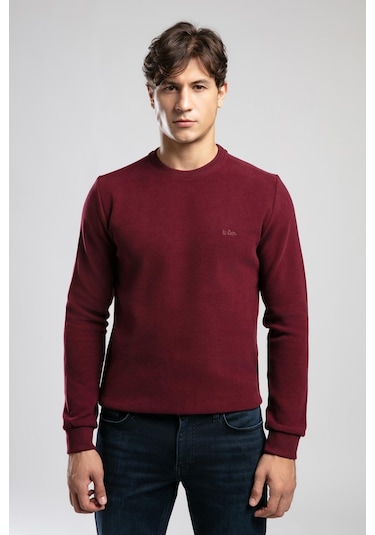 Newdwade Erkek O Yaka Sweatshirt Bordo-20959 Bordo