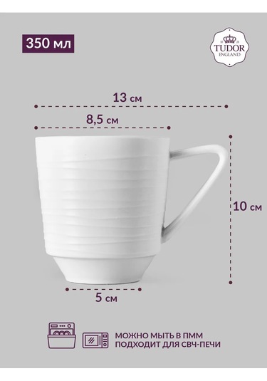 Tudor England Royal Circle 350 Ml Porselen Çay Fincanı, 2'li Set 418601057 Beyaz