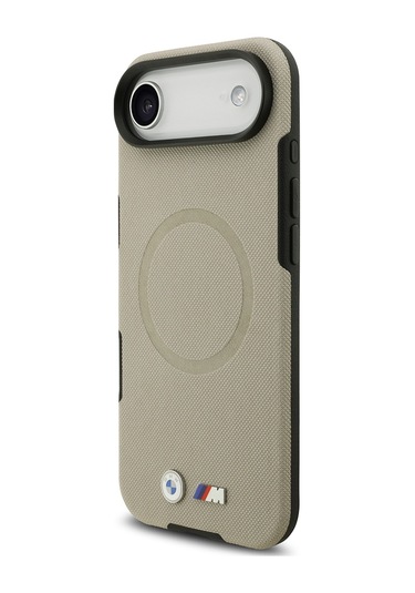 İphone 17 Air Uyumlu Kılıf Bmw Lisanslı M-safeli Metal Logolu Delikli M Dizayn Deri Kapak Gri Gri