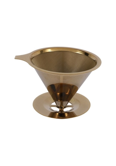 Metabagua 2x Çift Duvar Paslanmaz Çelik Titanyum Altın Bardak Standı Ve Saplı Kahve Damlatıcı Filtre Üzerine Dökün Jtnqvt Altın