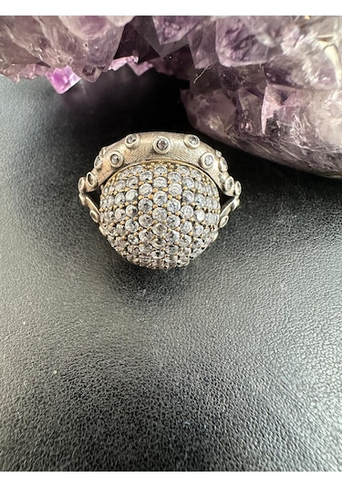 Otantik Zirkon Taşlı Gümüş Yüzük 925 Ayar 13 Gram