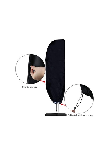 Aubyhe 9-13 Ft Kasa Kollu Şemsiye Kılıfı, Siyah, Zipli Ve Çekmeceli, Yağmur Ve Rüzgar Direnci, Uv Koruma, 210 Oxford Kumaşı