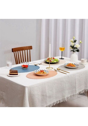 Moly Fransız Tarzı Oval Yalıtım Matı, Pu Deri, 45x30cm, Ev/fyeşil, Mutfak/servis/kahve Dükkanı Yeşil