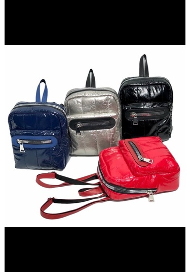 Sentt Parlak Deri Çift Fermuarlı Çanta