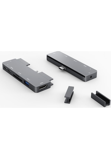 Symbee İpad Uyumlu Pro İçin 7-in-1 Usb-c Dönüştürücü: Hdmı, Pd, Sd/tf Kart Okuyucu, Usb 3.0 Hub - Gri