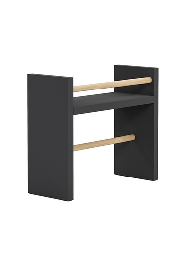 Rulo Havlu Takılabilir Baharatlık Standı Tezgah Üstü Düzenleyici Ahşap Raf - Antrasit Gri