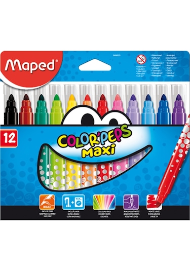Maped Keçeli Boya Kalemi Maxi 12 Renk 846020