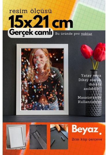 20mm Çerçeve Camlı 15x21 Cm Fotoğraf Resim Çerçevesi Ayaklı Veya Duvara Asma Yatay-dikey 75594364