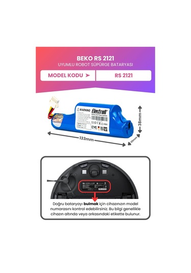 Beko Rs 2121 Uyumlu Batarya Maksimum Kapasite 3500mah Pil