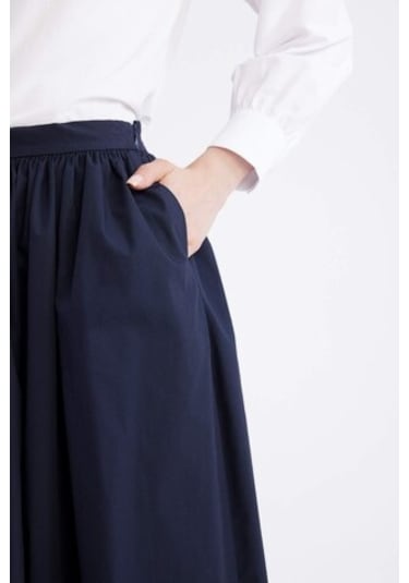 Defacto A Kesim Beli Fermuarlı Basic Düz Poplin Kumaş Maxi Etek E0464AX24AUNV243 Lacivert