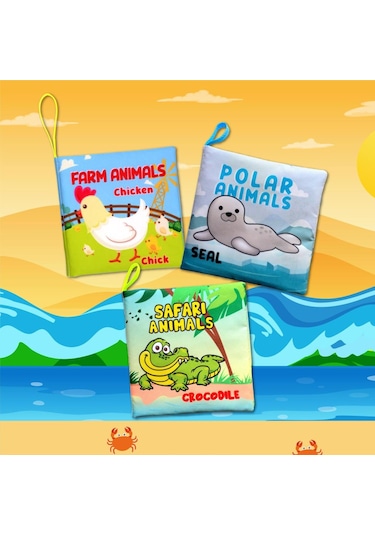 3 Kitap Tox İngilizce Çiftlik Hayvanları , Kutup Ve Safari Hayvanları Kumaş Sessiz Kitap E119 E125 E130 - Bez Kitap , Eğitici Oyuncak , Yumuşak Ve Hışırtılı