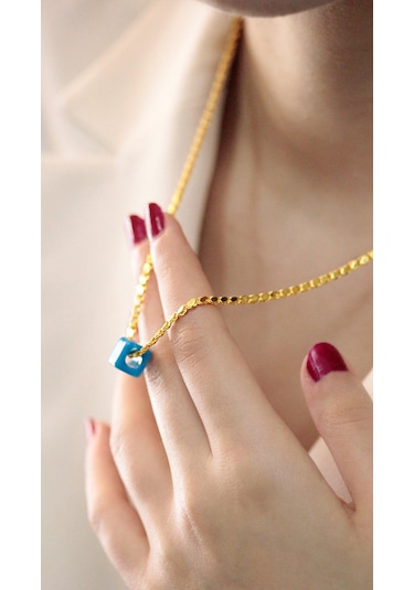 Diamine 14 Ayar Altın Halep Pullu Zincir Kolye