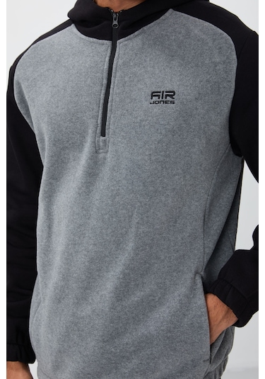 Tommy Life Ruby Gri Melanj Standart Kalıp Polar Erkek Sweatshirt - 88300 GRİ MELANJ