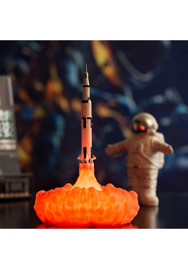 3d Baskı Roket Masa Lambası Komidin Lambası Sıcak Led Beyaz L6165-4 Beyaz