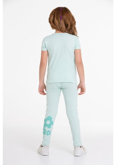 Açık Mavi Papatya Hello Beatiful Baskılı 4-12 Yaş Takım 2050-3 Açık Mavi