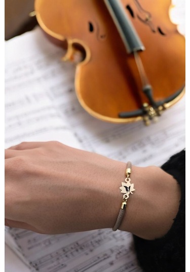 Bozkurt Temalı 14 Ayar Altın Plakalı Yaprak Figürlü Örgülü Hediye Bileklik-331sembol-kahverengi Altın