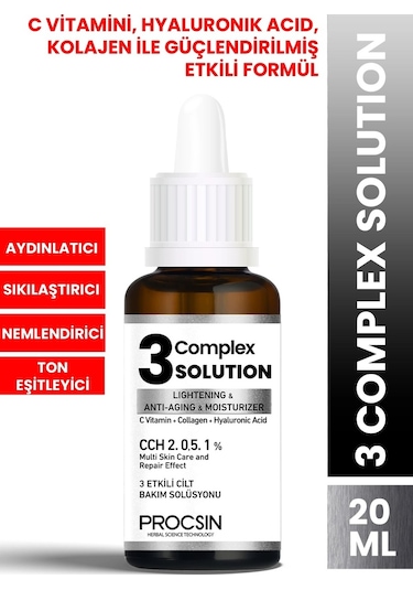 Procsın Aydınlatıcı + Sıkılaştırıcı + Nemlendirici 3 Complex Solution 20 ML