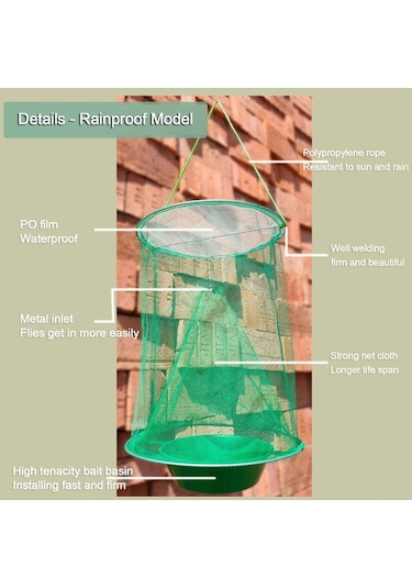 Fortunelane Katlanabilir Askılı Sinek Tuzağı - Dış Mekan İçin Dayanıklı, Yeniden Kullanılabilir, Etkili Sinek Yok Edici Demir Tel