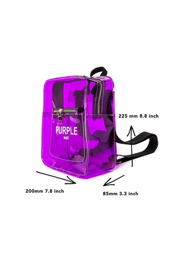 Renkli Şeffaf Mini Sırt Çantası Mor