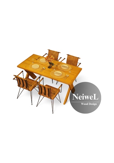 Neiwel Garden Aksa Doğal Ahşap Bahçe Yemek Masası-80-160 Açık Ceviz